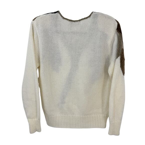 Vtg 80's Liz Thomas Funky Shoulder Padded Acrylic Sweater V Neck Large Pullover - Picture 2 of 9